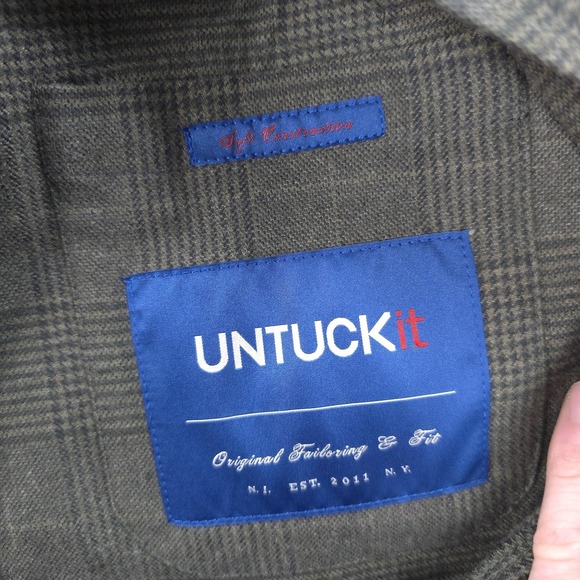 UNTUCKit Blazer Mens 38R Green Plaid Rothberg Stretch Cotton Sport Coat Jacket - Picture 7 of 16